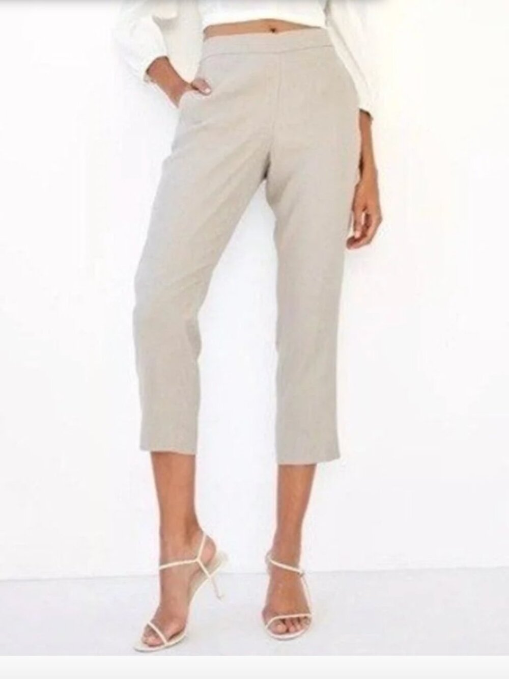 Aritzia Babaton Conan Cropped Pant Cream white straight leg Pants 6